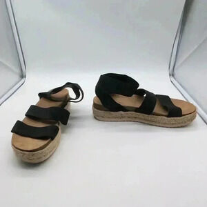 Cool elastic Black Espadrilles Sandals Rope sole sz 9